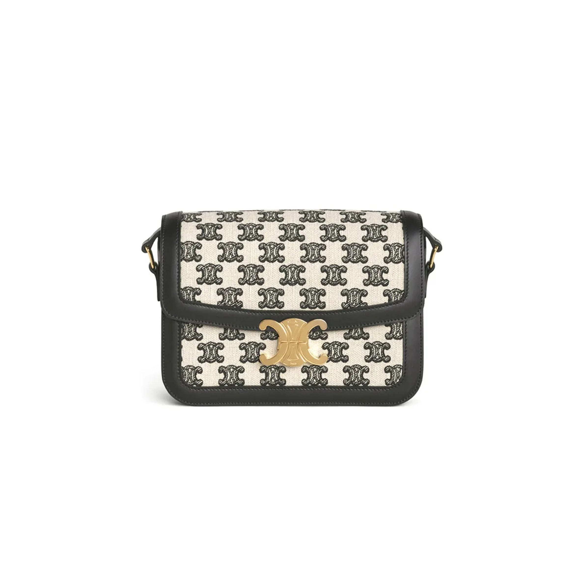 Ce**e medium classique triomphe bag in fabric and calfskin 191242dba.38no (22.5*16.5*7.5cm)